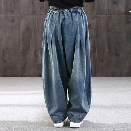 Nuovi Jeans larghi Oversize donna Denim pantaloni Casual incrociati pantaloni Harem Vintage femminili pantaloni Bloomers 2022 Jeans a gamba larga mamma