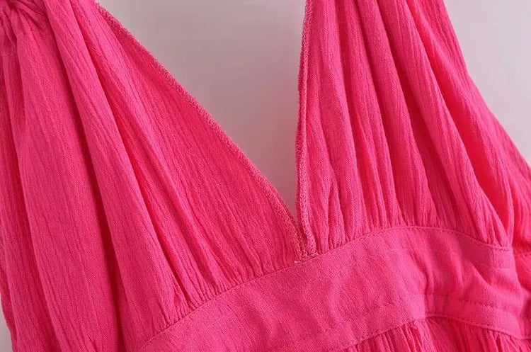 SheMujerSky Abito sexy con giunture in pizzo senza schienale Mini abiti estivi con scollo a V e scollo all'americana Abito da donna Elegante da sera