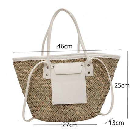 Borse estive in paglia da donna di alta qualità Borse a tracolla da donna alla moda Borsa da spiaggia tote femminile di grande capacità di design