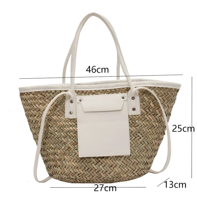Borse estive in paglia da donna di alta qualità Borse a tracolla da donna alla moda Borsa da spiaggia tote femminile di grande capacità di design