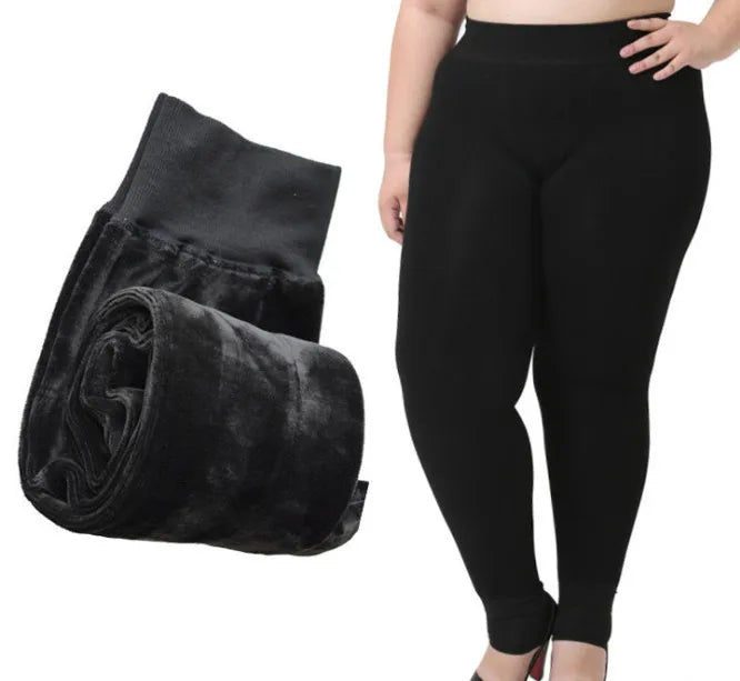Plus Size 2XL 3XL 5XL Thick Leggings for Winter Super Stretchy Good Elastic 700g Very Warm  Fleece Leggin ouc688 PlatiNum