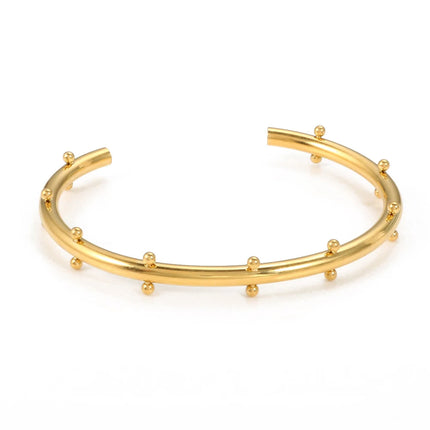 Set di gioielli di lusso Bracciale rigido in acciaio inossidabile Anello da dito Orecchini a cerchio con mini sfere per regali di gioielli di moda da donna platinumshop