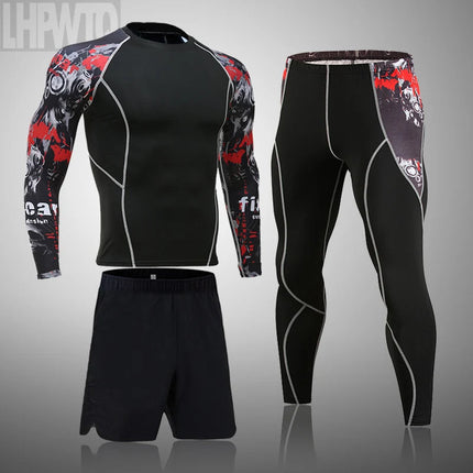 Men's Sports Suit MMA rashgard male Quick drying Sportswear Compression Clothing Fitness Training kit Thermal Underwear leggings PlatiNum