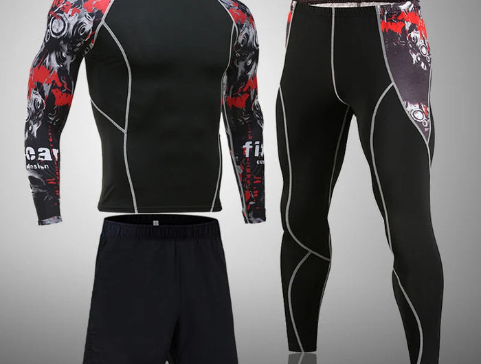 Men's Sports Suit MMA rashgard male Quick drying Sportswear Compression Clothing Fitness Training kit Thermal Underwear leggings PlatiNum