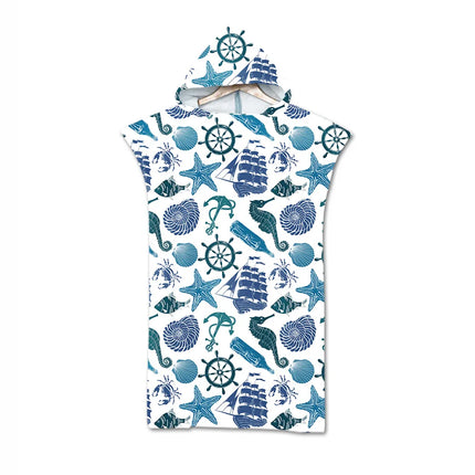 Adult Hooded Microfiber Beach Towel Printed Quick Dry Pool Poncho Bath Towel Robe Cloak