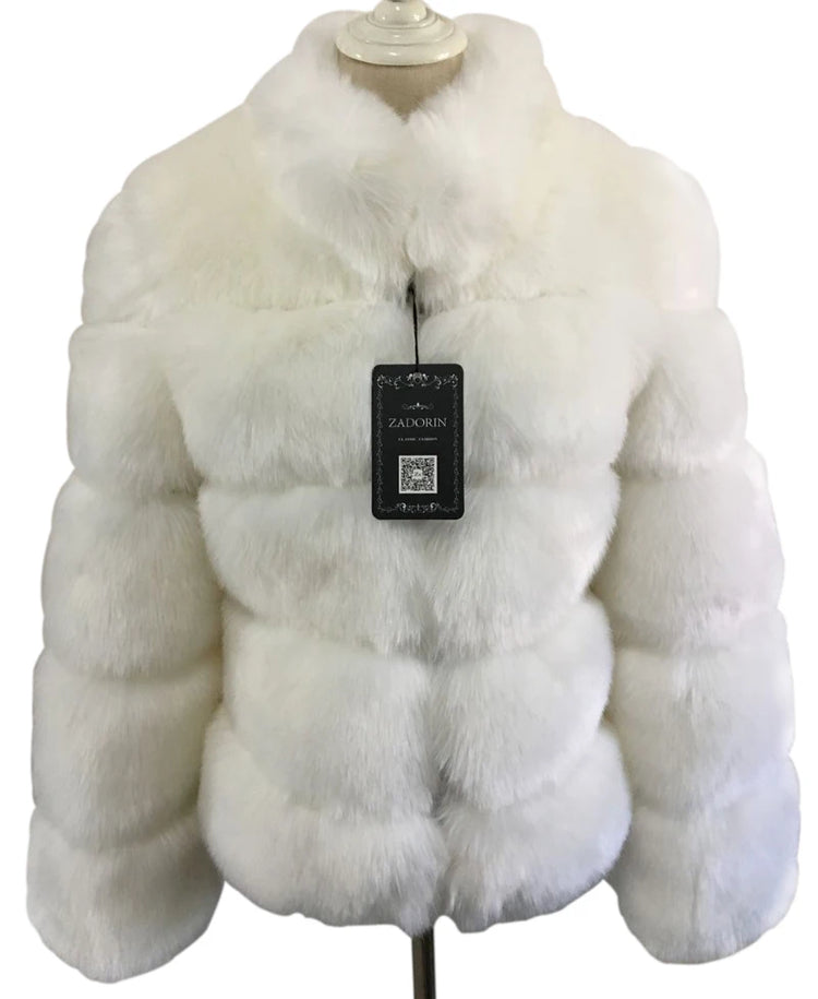 ZADORIN Fashion Thick Warm Winter Coat Woman Luxury Faux Fox Fur Coat Jackets Woman Stand Fur Collar Fake Fur Jacket Outerwears