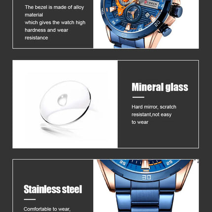 CURREN orologio da uomo orologi da uomo al quarzo sportivi di lusso delle migliori marche orologio da polso cronografo impermeabile in acciaio pieno da uomo Relogio Masculino platinumshop