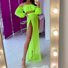Set di abbigliamento moda estiva da donna, top a maniche lunghe con spalle scoperte e gonna copricostume in due pezzi per viaggi in vacanza al mare platinumshop