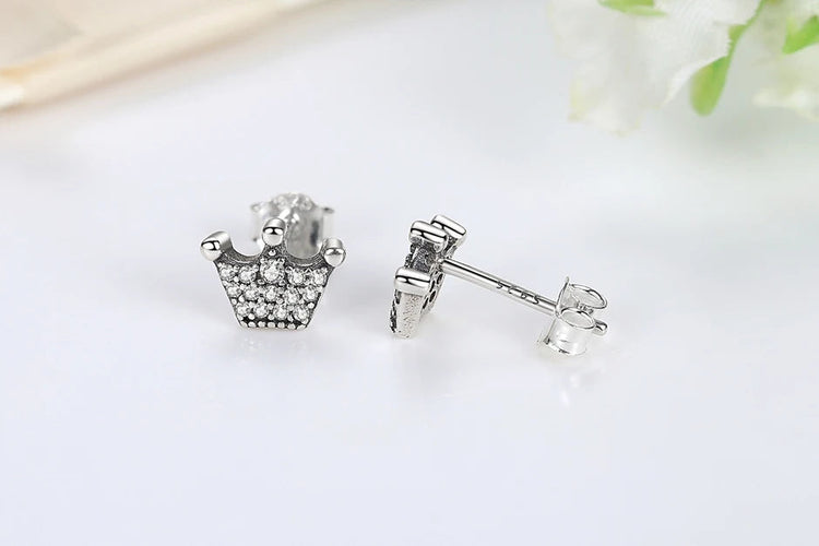 Orecchini Originali in Argento Sterling 925, Modello 2026, a Perno e a Cerchio con Cristalli, per Donna, in Oro Rosa, con Corona, Cuore, Infinito, Ape, Gioielli platinumshop