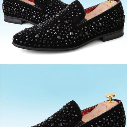 Scarpe formali da uomo strass scarpe eleganti da uomo Sepatu Slip On Pria mocassini da uomo scarpe da sposa Moda Italiana De Hombre Bona Zapatos