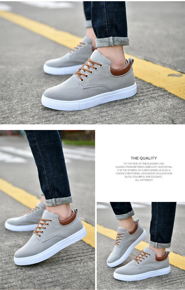 Fashion Canvas Men's Sneakers Black Lace Up Sping Shoes 2024 Classic Casual Vulcanized Shoes Size 46 47 Mens Spring Sport Shoes
