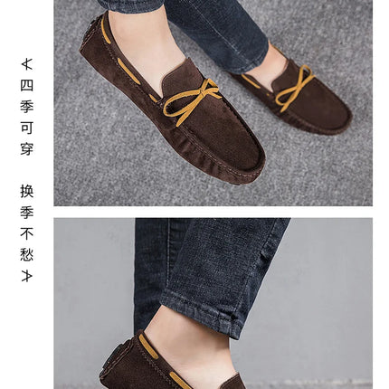 2025 Mocassino da uomo Grigio Marrone Nero Mocassini Scarpe da uomo in pelle Designer di lusso Marchio Moda Sneakers Appartamenti Slip on Leggero