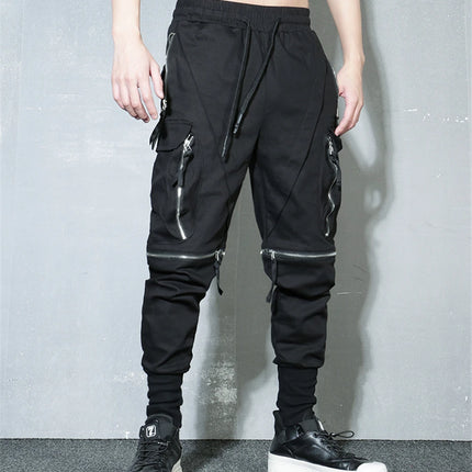 Detachable Black Cargo Pants Men Harajuku Hip Hop Streetwear Multi-Pocket Joggers Trousers Man Elastic Waist Techwear