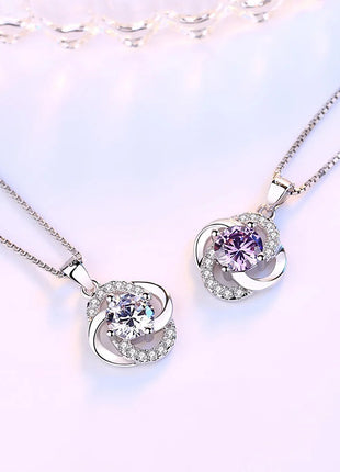 Collane e pendenti da donna in argento sterling 925 con ametista a forma di fiore, gioielli alla moda per matrimoni e feste. PlatiNum