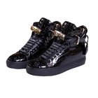 Women’s Genuine Cow Leather Flat Ankle Boots Stone Pattern Black High with Lace Sneakers Designer With Lock Luxury Brands Shoes