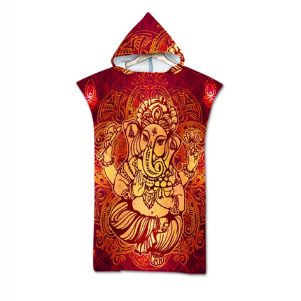Adult Hooded Microfiber Beach Towel Printed Quick Dry Pool Poncho Bath Towel Robe Cloak