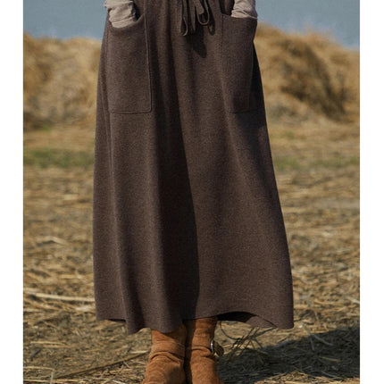 25 New arrivals women's 100% wool skirts, women's autumn and winter long loose and comfortable knit bottoming cashmere skirts, PlatiNum