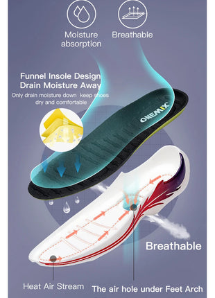 Scarpe da corsa da uomo ONEMIX rimbalzo ammortizzante scarpe sportive da corsa all'aperto traspiranti scarpe da ginnastica da uomo con aumento dell'altezza 6-7cm PlatiNum