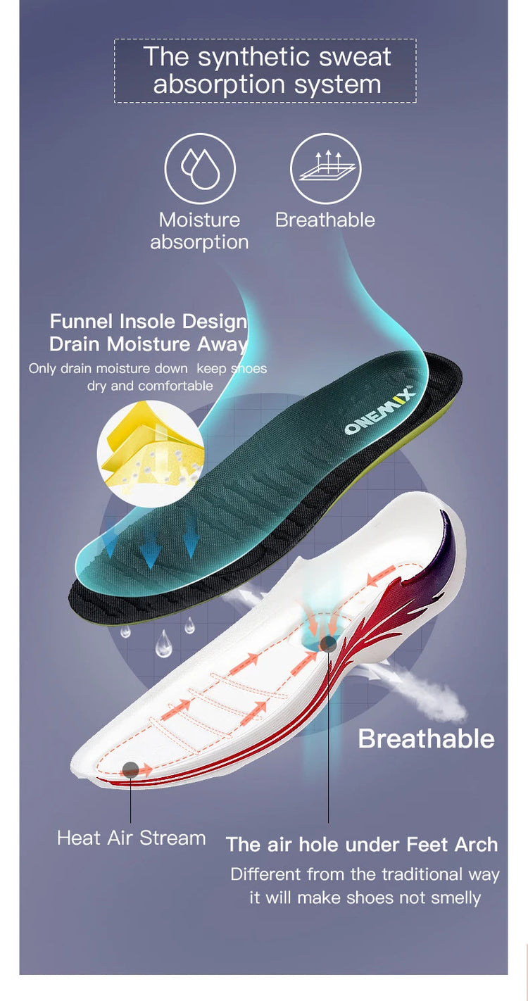 Scarpe da corsa da uomo ONEMIX rimbalzo ammortizzante scarpe sportive da corsa all'aperto traspiranti scarpe da ginnastica da uomo con aumento dell'altezza 6-7cm PlatiNum