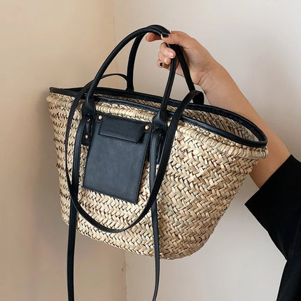 Borse estive in paglia da donna di alta qualità Borse a tracolla da donna alla moda Borsa da spiaggia tote femminile di grande capacità di design