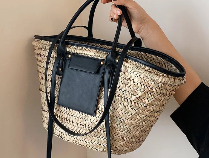 Borse estive in paglia da donna di alta qualità Borse a tracolla da donna alla moda Borsa da spiaggia tote femminile di grande capacità di design