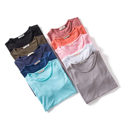 Men's 100% Cotton T-Shirt Soft Casual Fitness Summer Thin T-Shirts Men's Home Wear O-Neck Short Sleeve Solid T-Shirt for Men