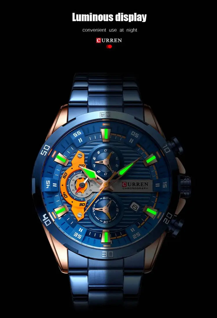 CURREN orologio da uomo orologi da uomo al quarzo sportivi di lusso delle migliori marche orologio da polso cronografo impermeabile in acciaio pieno da uomo Relogio Masculino platinumshop