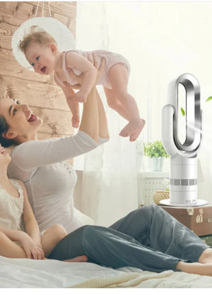 Ventilatore Freddo e Caldo con Telecomando, Senza Pale, 220V, Ultra-silenzioso, Purificatore d'Aria, Alta Qualità, Programmabile 1-9 Ore