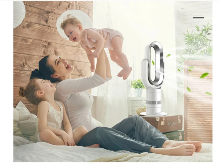 Ventilatore Freddo e Caldo con Telecomando, Senza Pale, 220V, Ultra-silenzioso, Purificatore d'Aria, Alta Qualità, Programmabile 1-9 Ore