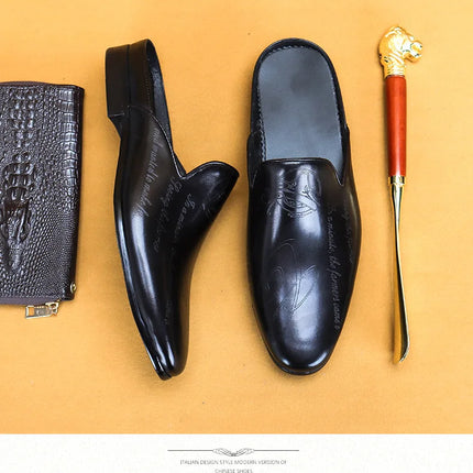 Pantofole da uomo di lusso italiane Mocassini in vera pelle Mocassini da uomo Casual Scarpe da uomo antiscivolo Moda estiva Mezze scarpe da uomo
