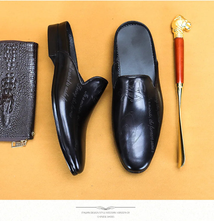 Pantofole da uomo di lusso italiane Mocassini in vera pelle Mocassini da uomo Casual Scarpe da uomo antiscivolo Moda estiva Mezze scarpe da uomo