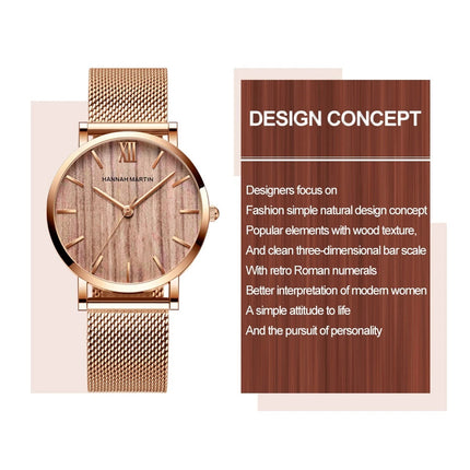 HANNAH MARTIN Movimento al quarzo giapponese in acciaio inossidabile di qualità del marchio Orologio Dropshipping da donna impermeabile da 36 mm in oro rosa completo platinumshop