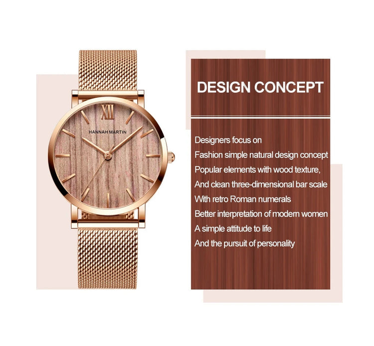 HANNAH MARTIN Movimento al quarzo giapponese in acciaio inossidabile di qualità del marchio Orologio Dropshipping da donna impermeabile da 36 mm in oro rosa completo platinumshop