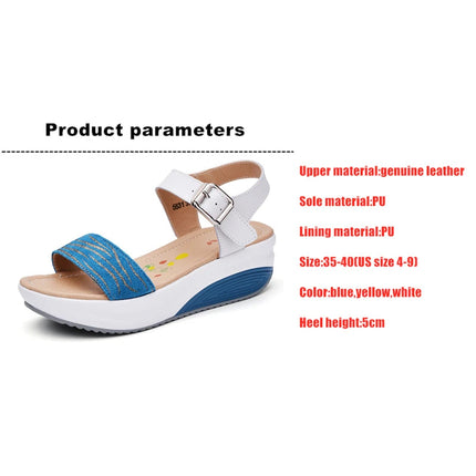 WOIZGIC Women's Ladies Female Genuine Leather Shoes Platform Sandals High Heels Summer Cool Beach Flip Flop 35-40 CDBY-5531 PlatiNum
