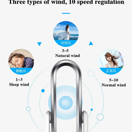 Ventilatore Freddo e Caldo con Telecomando, Senza Pale, 220V, Ultra-silenzioso, Purificatore d'Aria, Alta Qualità, Programmabile 1-9 Ore
