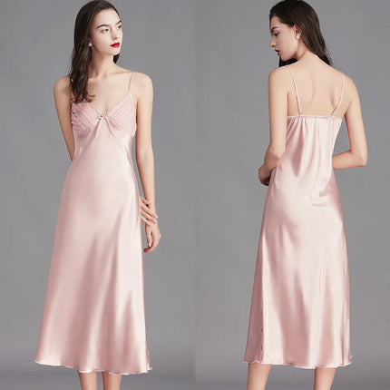 Camicie da notte per donna Abiti da notte lunghi senza maniche Chemise in raso di seta Lingerie Abito sottoveste Camicia da notte sexy per donna