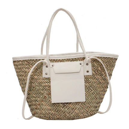 Borse estive in paglia da donna di alta qualità Borse a tracolla da donna alla moda Borsa da spiaggia tote femminile di grande capacità di design