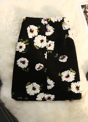 Three Dimensional Flower Skirts Women Winter High Waist Woolen Thickened Long Skirt Female Autumn New PlatiNum