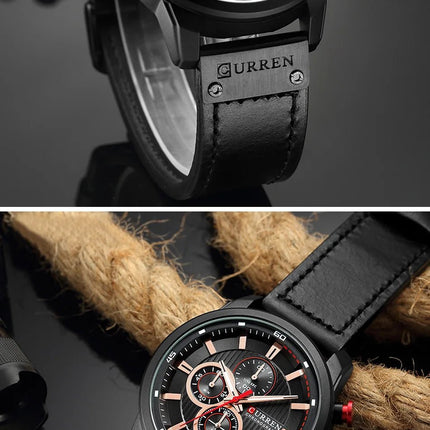 CURREN orologio da uomo in pelle orologi sportivi da uomo esercito militare orologio da polso al quarzo cronografo orologio maschile Relogio Masculino platinumshop