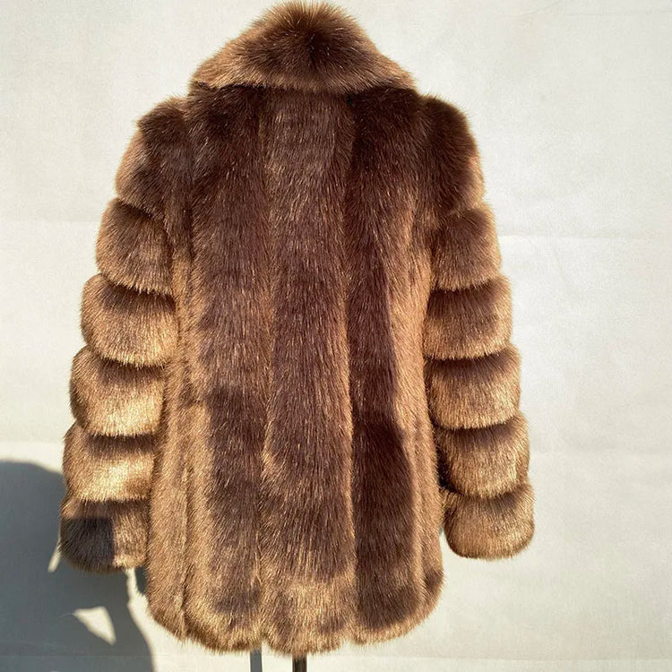 ZADORIN Elegant Turn Down Collar Faux Fox Fur Coat Women Long Thick Warm Fluffy Faux Fur Jacket Winter Fur Coats Manteau Femme