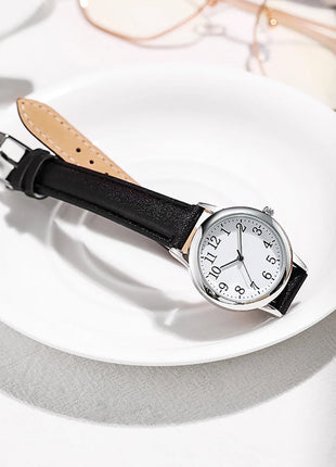Orologio al quarzo da donna alla moda per il tempo libero, numeri arabi facili da leggere, quadrante semplice, cinturino in pelle PU, colore caramella platinumshop