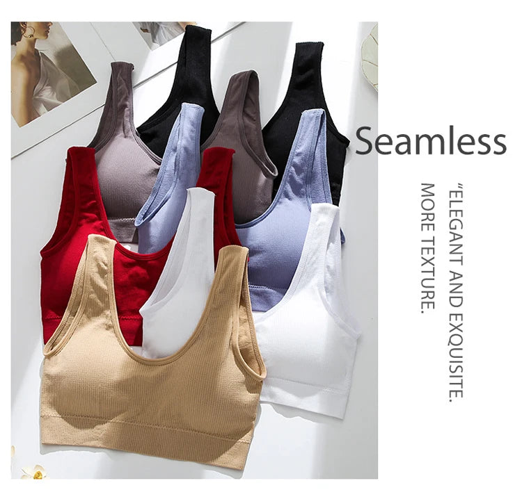 CINOON Women Seamless Ribbed Bra Set Wireless Deep V Bralette Top Panties Two Piece Lingerie Set Sport Fitness Underwear