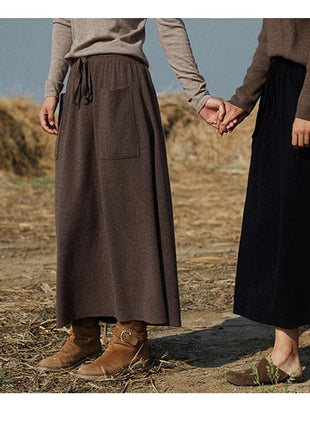 25 New arrivals women's 100% wool skirts, women's autumn and winter long loose and comfortable knit bottoming cashmere skirts, PlatiNum