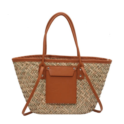Borse estive in paglia da donna di alta qualità Borse a tracolla da donna alla moda Borsa da spiaggia tote femminile di grande capacità di design