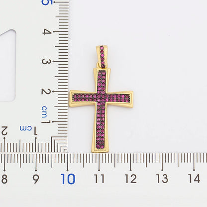 AIBEF Nuova Croce Blu/Viola/Verde Collana di Cristallo Rame Zircone Cubico Collana Girocollo 4 Colori Religione Gioielli Regalo Per La Festa