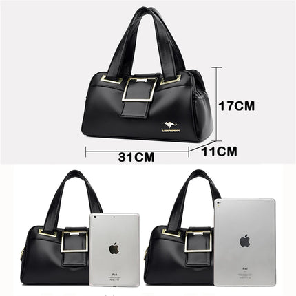 Women Multi-layers Top-handle Bag Quality Leather Handbags Purses Female Luxury Designer Large Capacity Boston Ladies Sac A Main PlatiNum