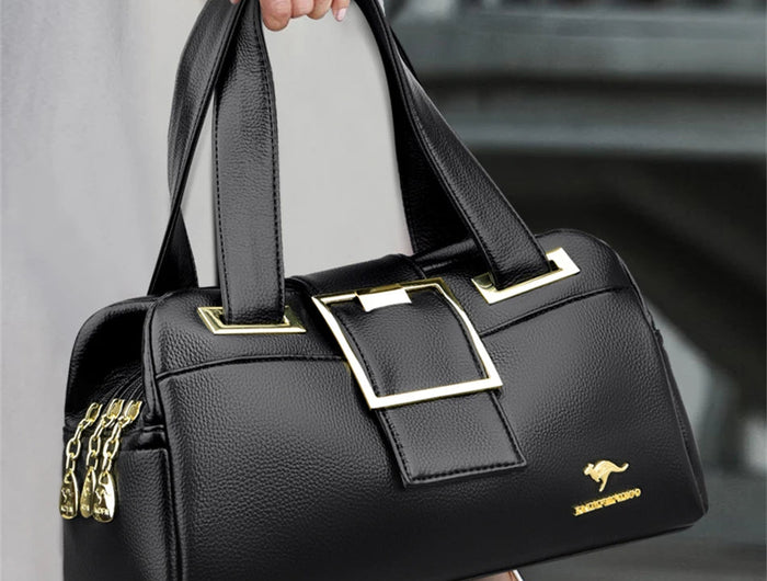 Women Multi-layers Top-handle Bag Quality Leather Handbags Purses Female Luxury Designer Large Capacity Boston Ladies Sac A Main PlatiNum