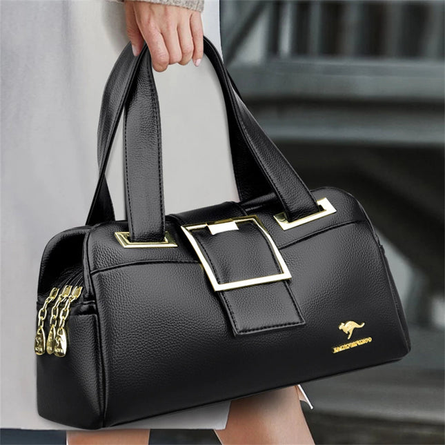 Women Multi-layers Top-handle Bag Quality Leather Handbags Purses Female Luxury Designer Large Capacity Boston Ladies Sac A Main PlatiNum