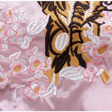 Double Sided Satin Baseball Jacket Women Sukajan Jacket Female Girls Embroidery Coat 2026 Spring Autumn Pink Z1A1