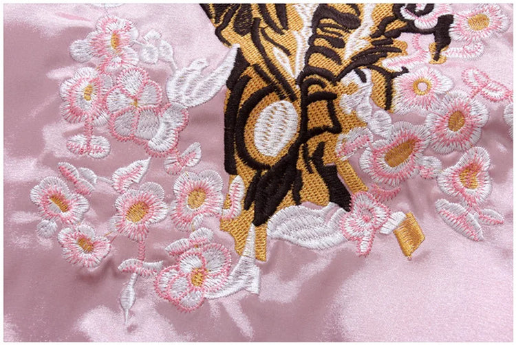 Double Sided Satin Baseball Jacket Women Sukajan Jacket Female Girls Embroidery Coat 2026 Spring Autumn Pink Z1A1